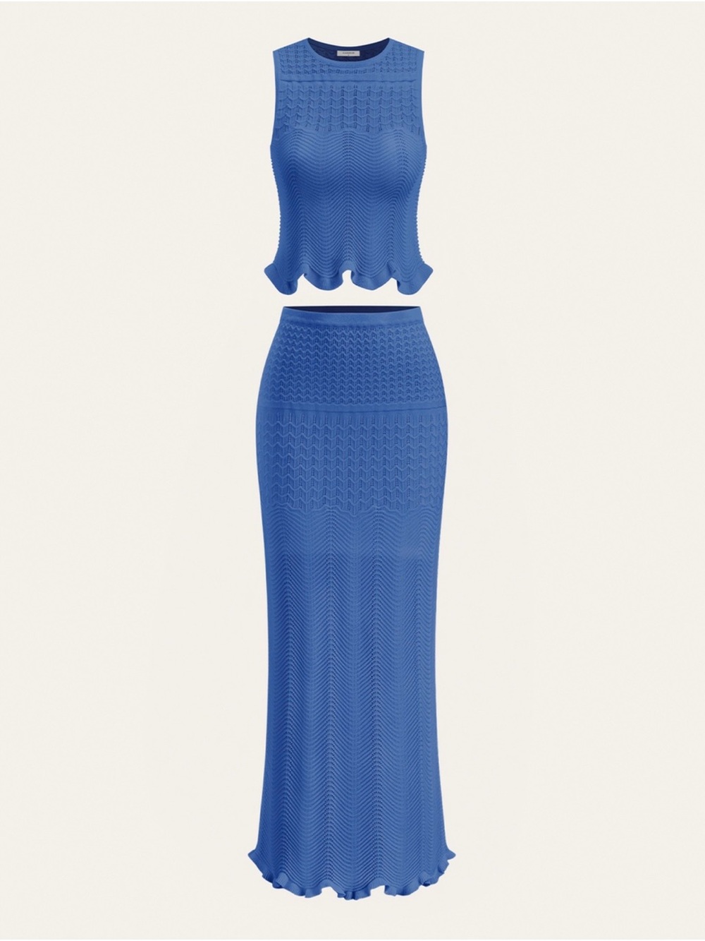 Commense Blue 2 Piece Knit Top & Maxi Skirt Set